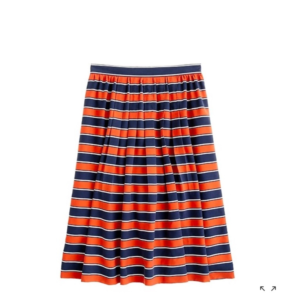 J. Crew Navy and Orange Striped Skirt